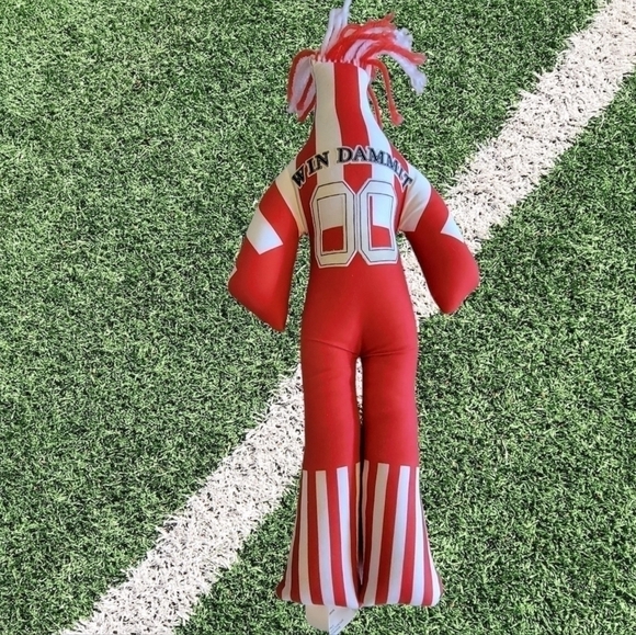 Win Dammit Doll Stripe Sports Print Yarn Hair Soft Plush Stress Relief Toy T31 - Picture 1 of 7